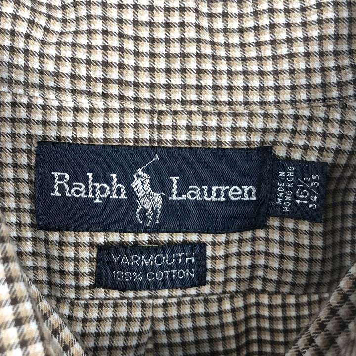 Ralph Lauren YARMOUTH Long Sleeve Button Down Check Shirt Men's XL cotton brown type Vintage Second Hand