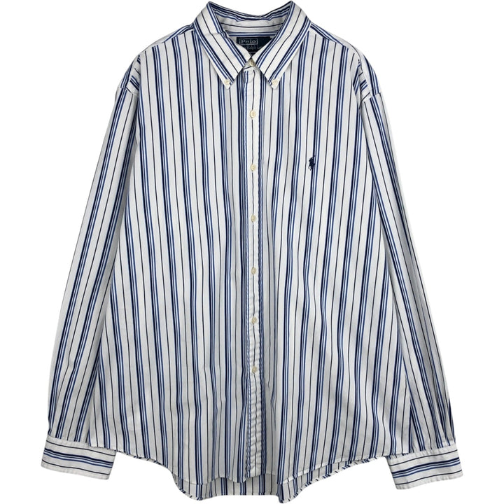 Ralph Lauren CUSTOM FIT long sleeve button down striped shirt men's XL size cotton white type Vintage Second Hand