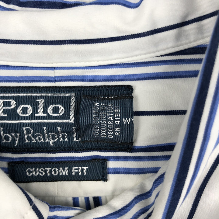 Ralph Lauren CUSTOM FIT long sleeve button down striped shirt men's XL size cotton white type Vintage Second Hand