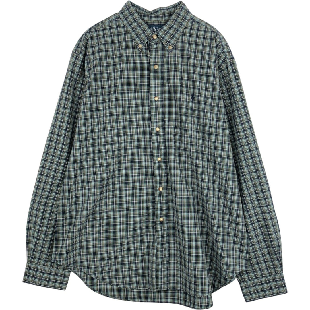 Ralph Lauren Classic Fit Long Sleeve Button Down Check Shirt Men's XL cotton Blue type light blue Vintage Second Hand