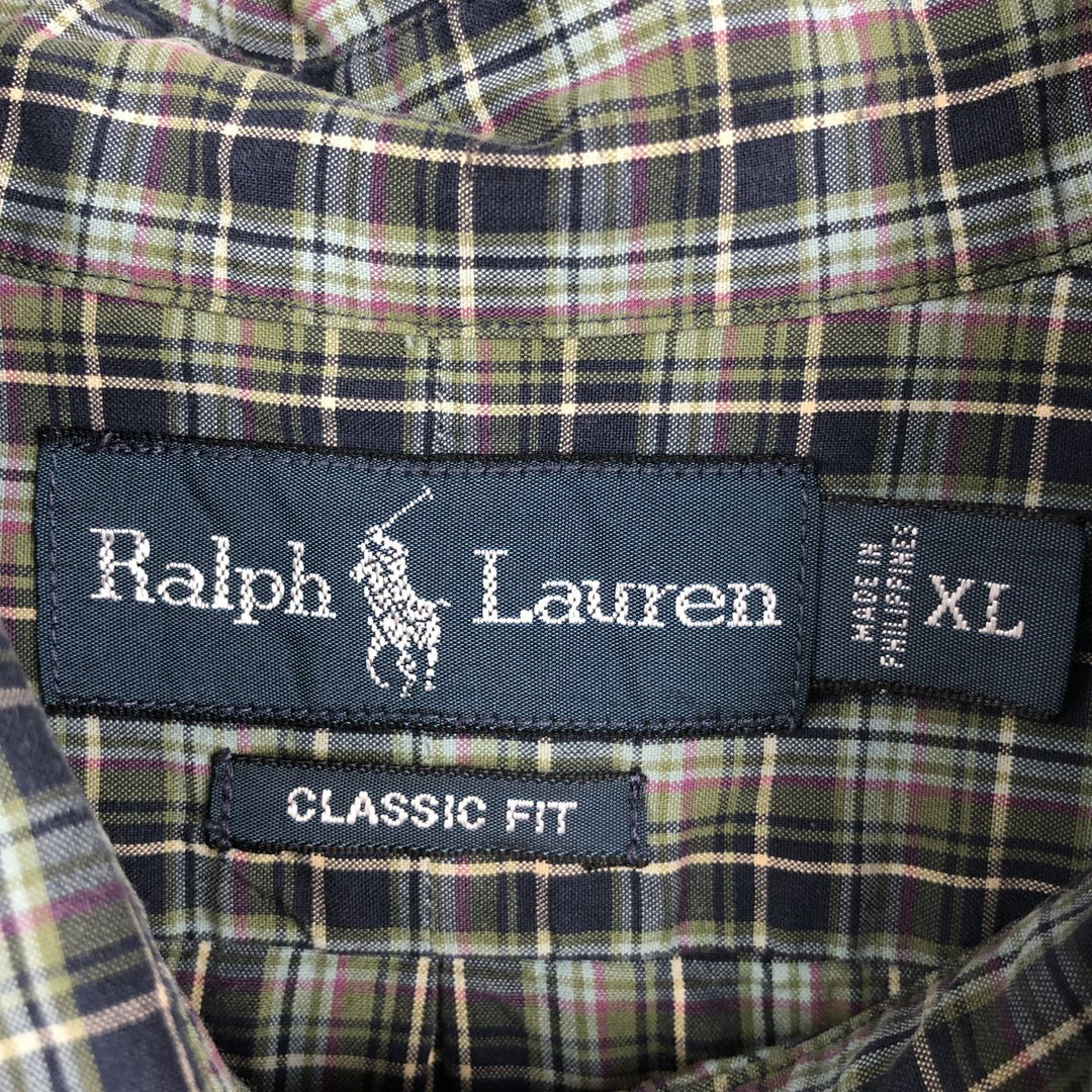 Ralph Lauren Classic Fit Long Sleeve Button Down Check Shirt Men's XL cotton Blue type light blue Vintage Second Hand