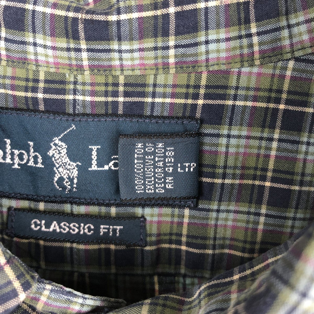Ralph Lauren Classic Fit Long Sleeve Button Down Check Shirt Men's XL cotton Blue type light blue Vintage Second Hand