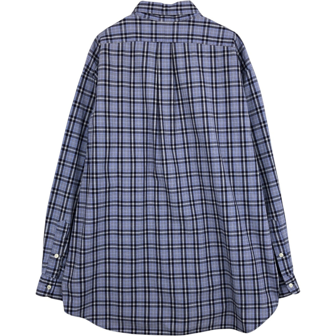 Ralph Lauren BLAKE Tartan Check Long Sleeve Button-Down Check Shirt Men's XL cotton Purple type blue-purple Vintage Second Hand