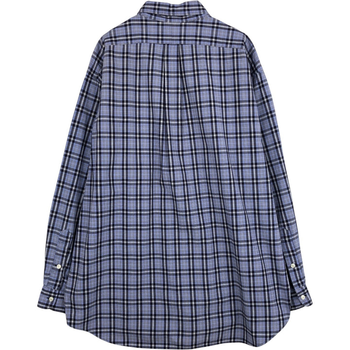 Ralph Lauren BLAKE Tartan Check Long Sleeve Button-Down Check Shirt Men's XL cotton Purple type blue-purple Vintage Second Hand