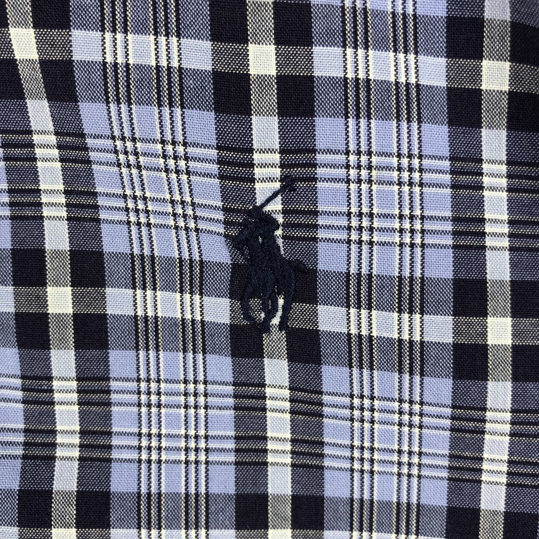 Ralph Lauren BLAKE Tartan Check Long Sleeve Button-Down Check Shirt Men's XL cotton Purple type blue-purple Vintage Second Hand