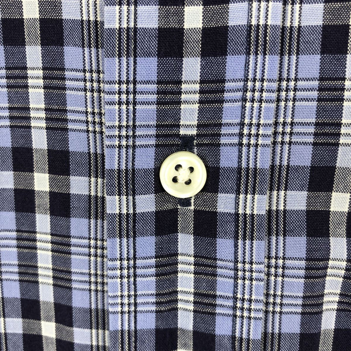 Ralph Lauren BLAKE Tartan Check Long Sleeve Button-Down Check Shirt Men's XL cotton Purple type blue-purple Vintage Second Hand