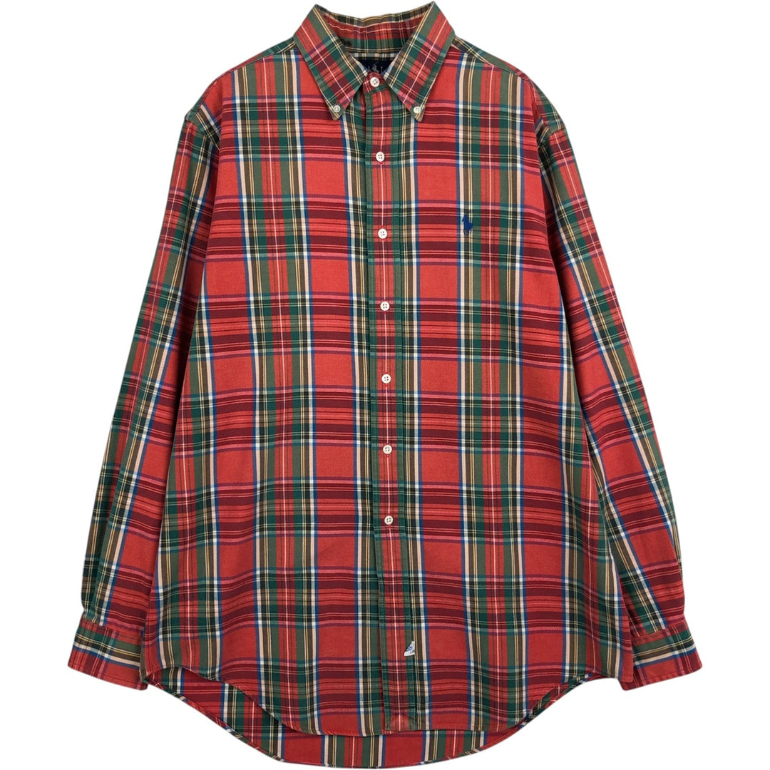 Ralph Lauren long sleeve button down check shirt, men's size M cotton red type Vintage Second Hand