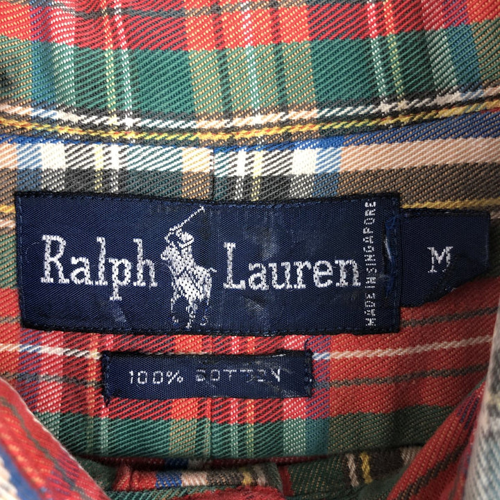Ralph Lauren long sleeve button down check shirt, men's size M cotton red type Vintage Second Hand