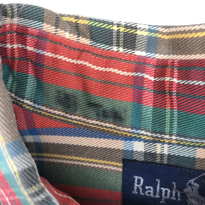 Ralph Lauren long sleeve button down check shirt, men's size M cotton red type Vintage Second Hand