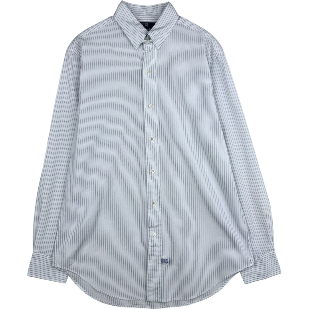 Ralph Lauren POLO by Ralph Lauren long sleeve striped shirt, men's size M cotton white type Vintage Second Hand