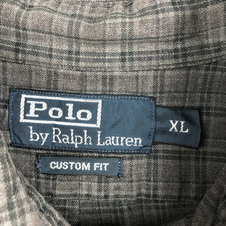 Ralph Lauren CUSTOM FIT long sleeve button down check shirt men's XL size cotton gray type Vintage Second Hand