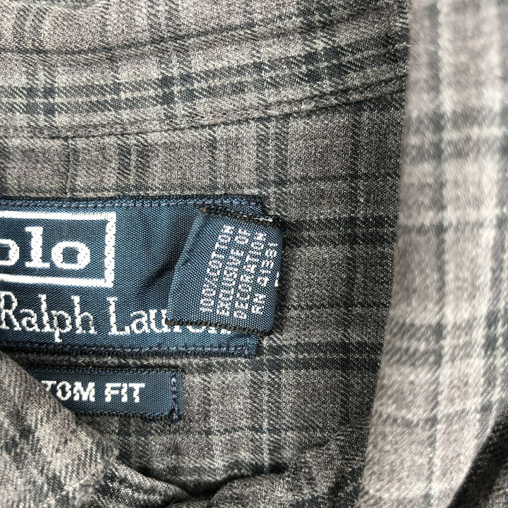 Ralph Lauren CUSTOM FIT long sleeve button down check shirt men's XL size cotton gray type Vintage Second Hand