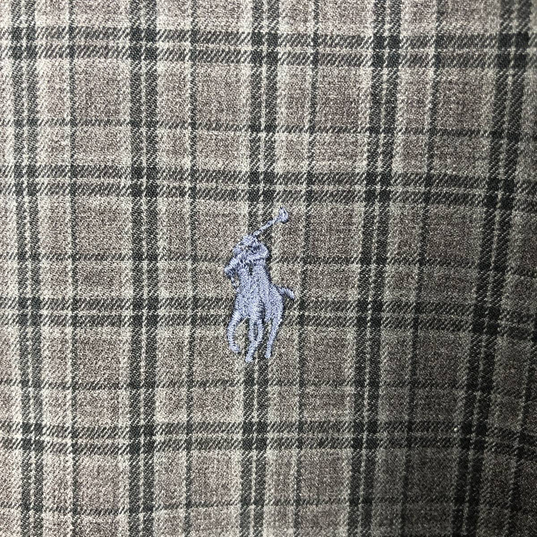 Ralph Lauren CUSTOM FIT long sleeve button down check shirt men's XL size cotton gray type Vintage Second Hand