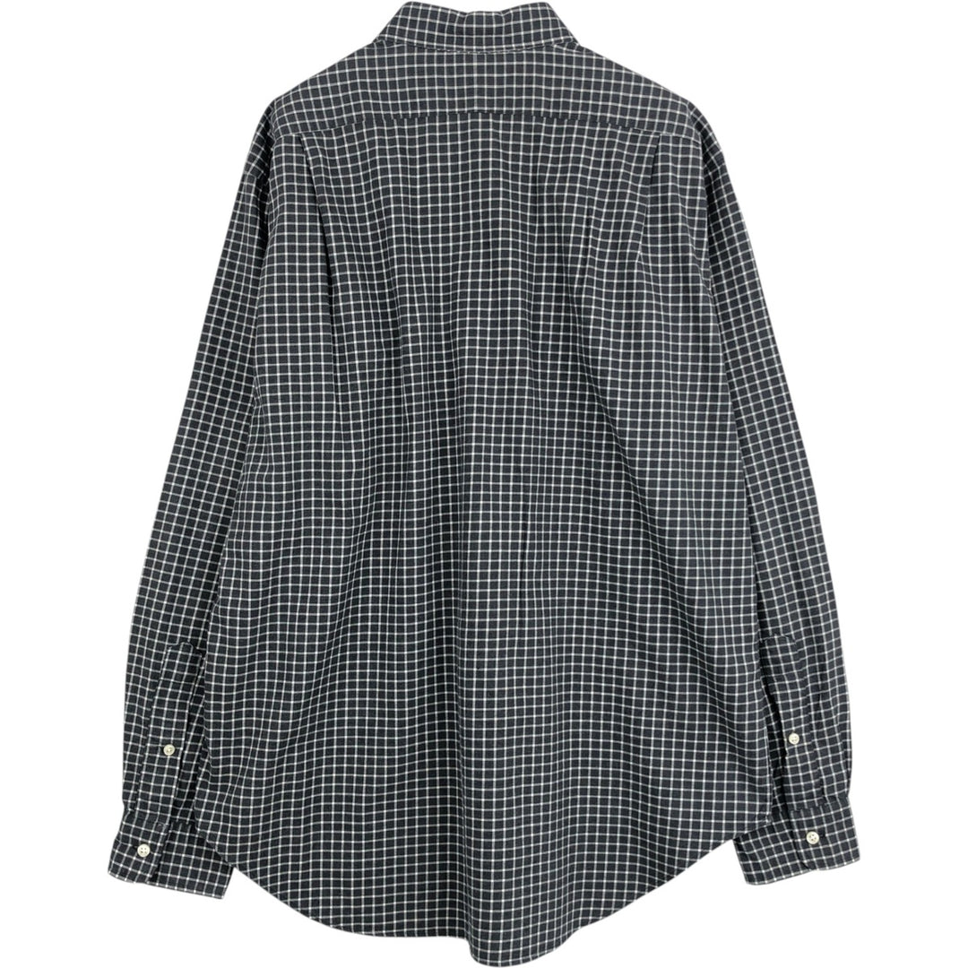 Ralph Lauren CLASSIC FIT Wide Collar Long Sleeve Cotton Check Shirt, Men's Size L (approx.) cotton gray type Vintage Second Hand