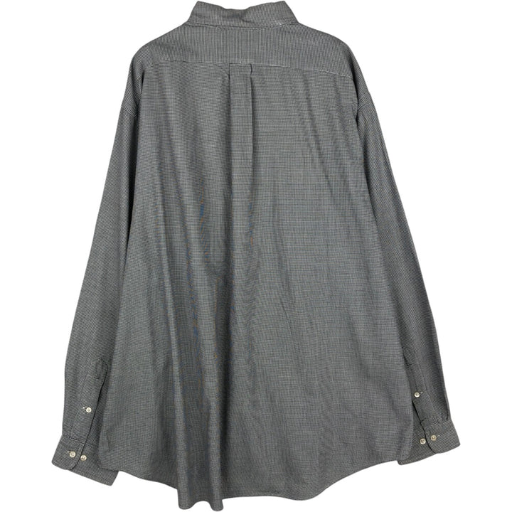 Ralph Lauren YARMOUTH Houndstooth Pattern Long-Sleeve Button-Down Check Shirt, Men's Size XL (approx.) cotton black type Vintage Second Hand