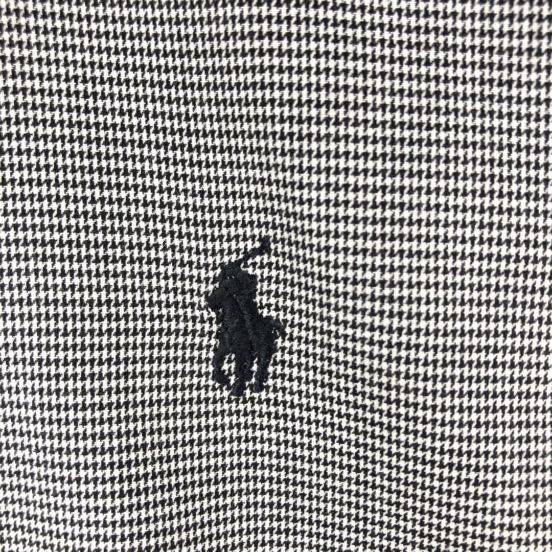 Ralph Lauren YARMOUTH Houndstooth Pattern Long-Sleeve Button-Down Check Shirt, Men's Size XL (approx.) cotton black type Vintage Second Hand