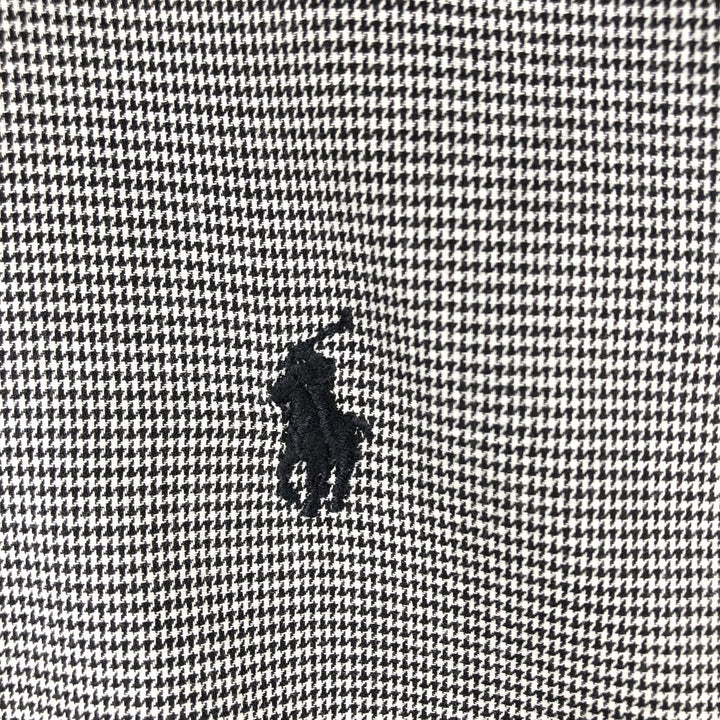 Ralph Lauren YARMOUTH Houndstooth Pattern Long-Sleeve Button-Down Check Shirt, Men's Size XL (approx.) cotton black type Vintage Second Hand