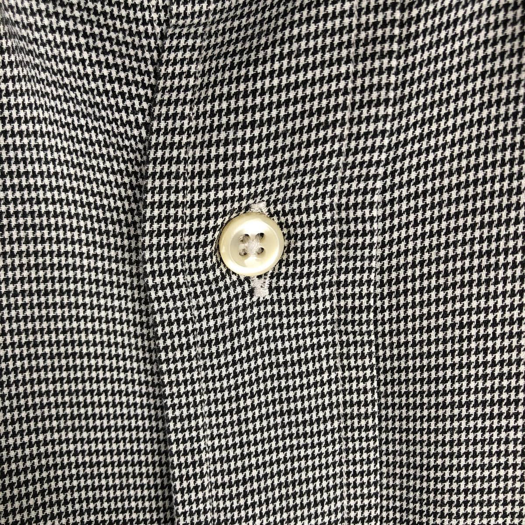 Ralph Lauren YARMOUTH Houndstooth Pattern Long-Sleeve Button-Down Check Shirt, Men's Size XL (approx.) cotton black type Vintage Second Hand