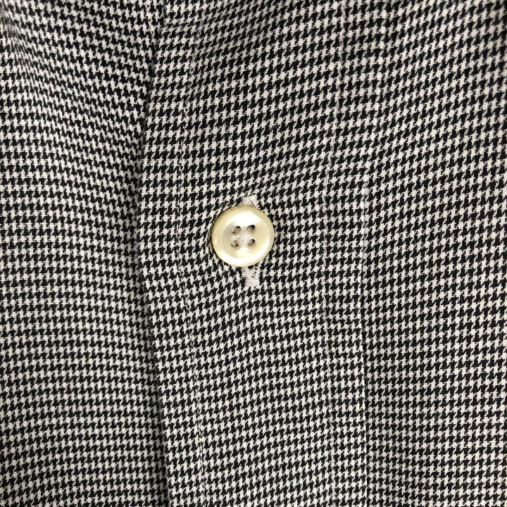 Ralph Lauren YARMOUTH Houndstooth Pattern Long-Sleeve Button-Down Check Shirt, Men's Size XL (approx.) cotton black type Vintage Second Hand