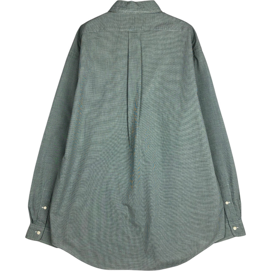 Ralph Lauren YARMOUTH Long Sleeve Button-Down Check Shirt, Men's Size L cotton green type Vintage Second Hand