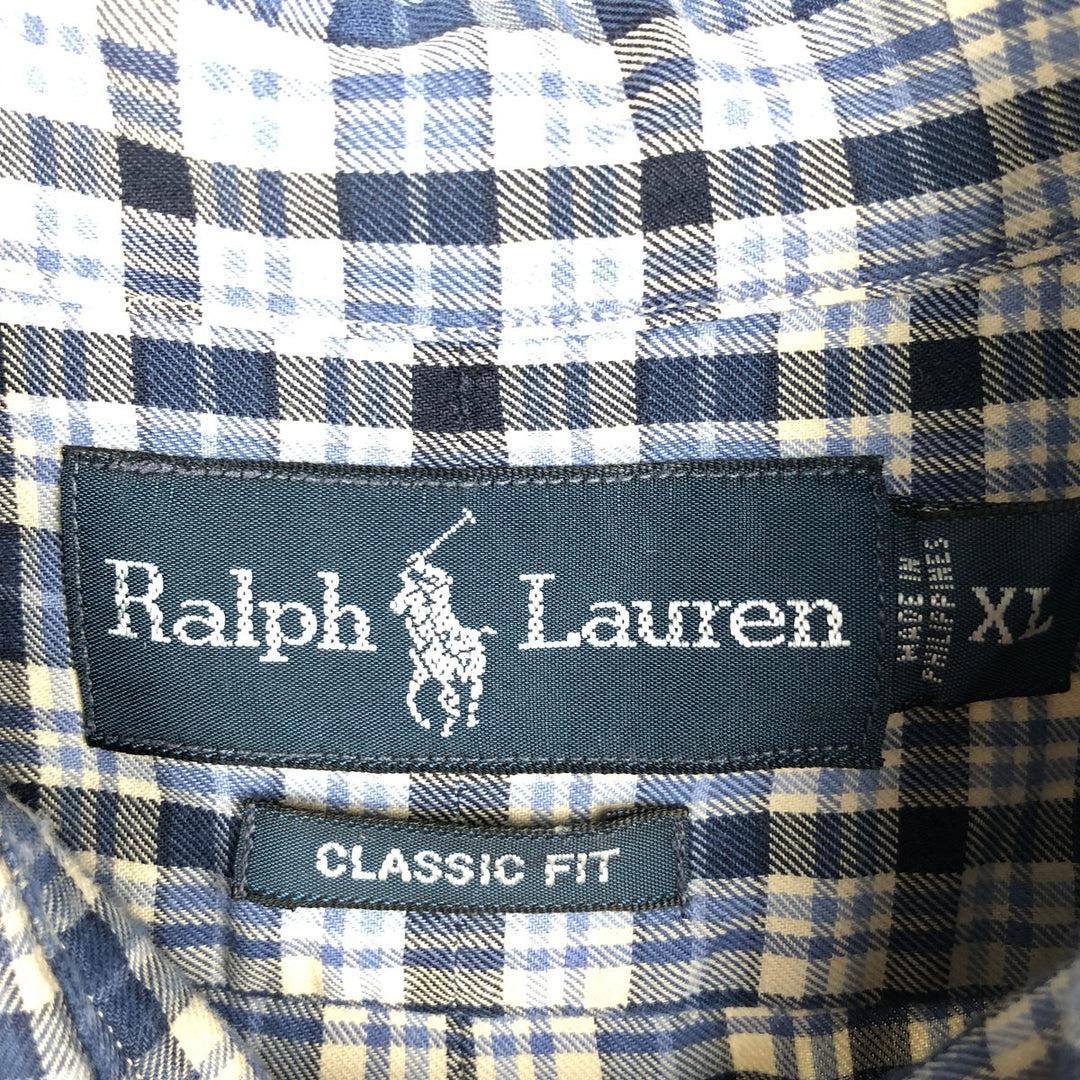 Ralph Lauren Classic Fit Long Sleeve Button Down Check Shirt Men's XL cotton blue type Vintage Second Hand