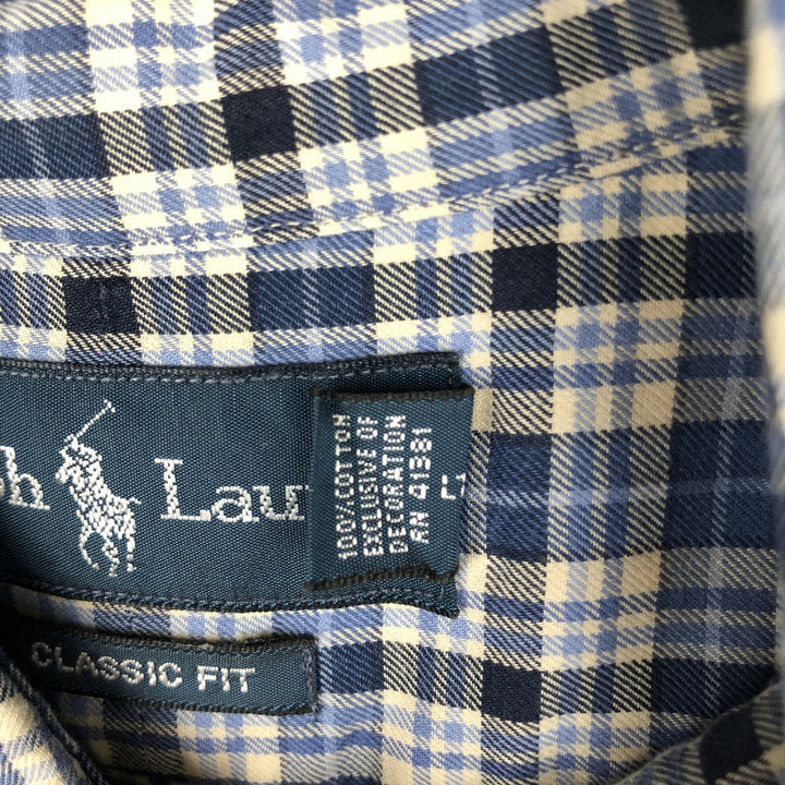 Ralph Lauren Classic Fit Long Sleeve Button Down Check Shirt Men's XL cotton blue type Vintage Second Hand