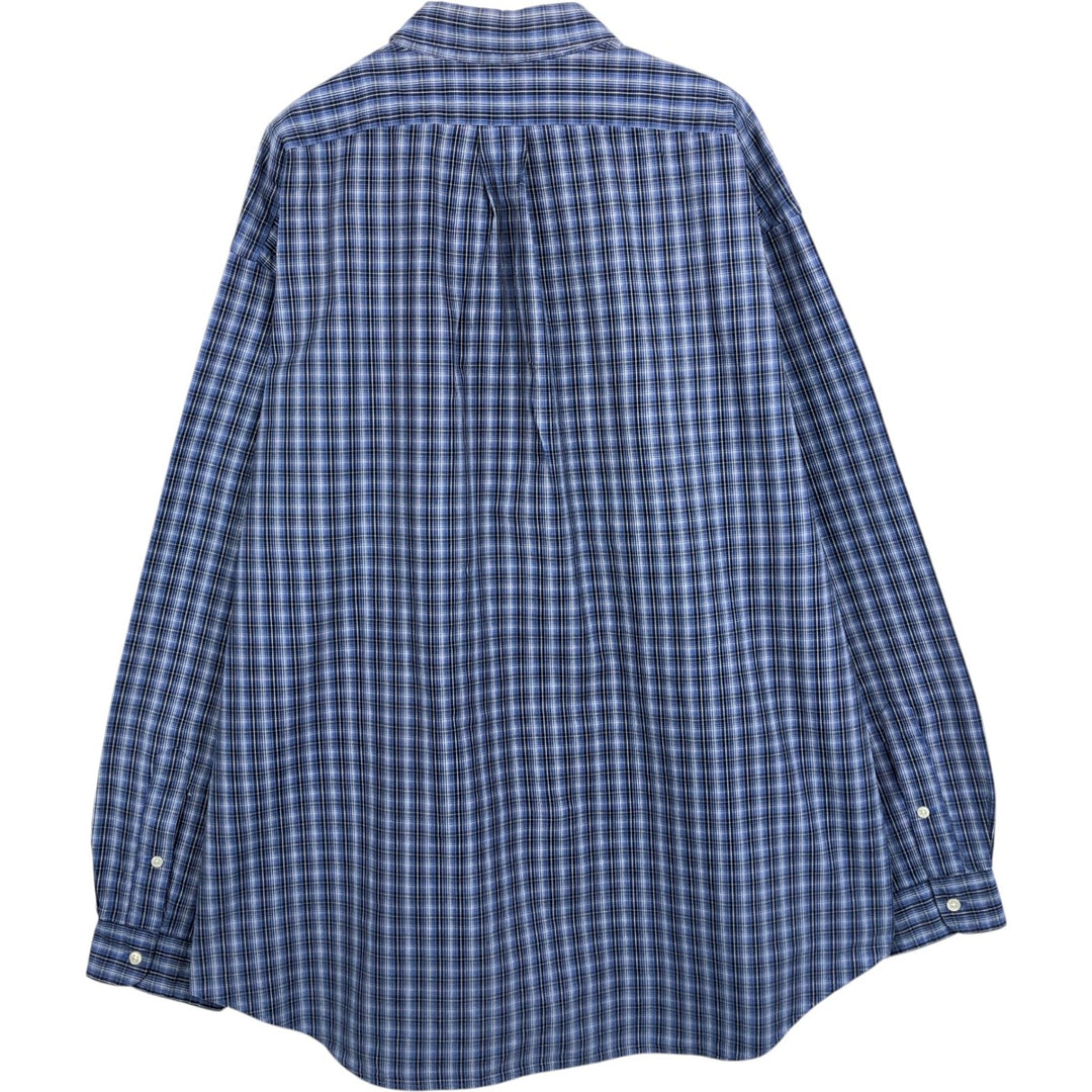 Ralph Lauren BLAKE long sleeve button down check shirt, men's size XXL cotton blue type Vintage Second Hand