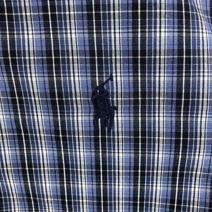 Ralph Lauren BLAKE long sleeve button down check shirt, men's size XXL cotton blue type Vintage Second Hand