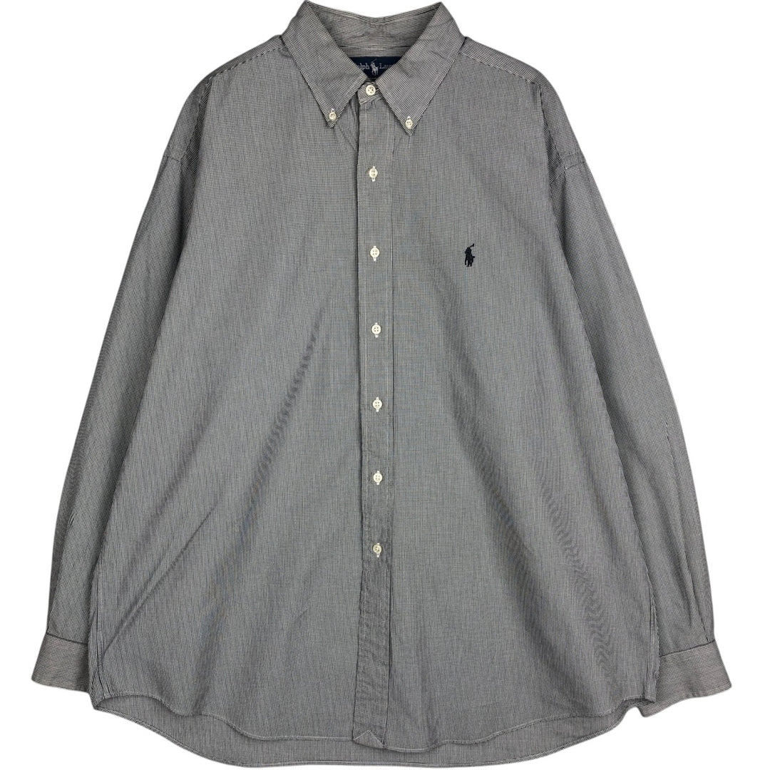 Ralph Lauren BLAKE long sleeve button down check shirt, men's XL size cotton black type Vintage Second Hand