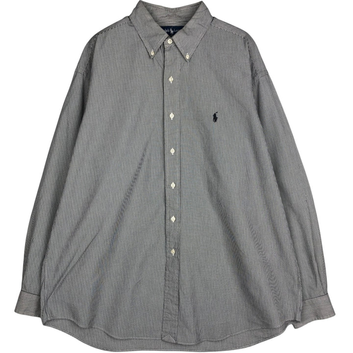 Ralph Lauren BLAKE long sleeve button down check shirt, men's XL size cotton black type Vintage Second Hand
