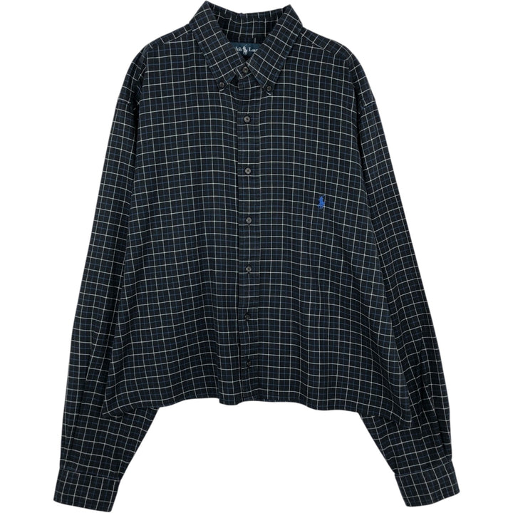 Ralph Lauren Classic Fit Long Sleeve Button Down Check Shirt Men's XL cotton navy blue type Vintage Second Hand