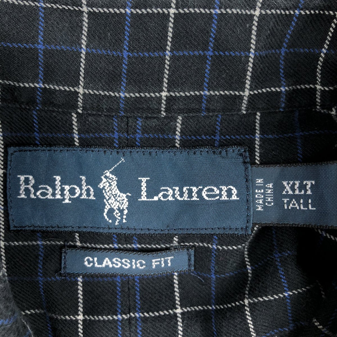 Ralph Lauren Classic Fit Long Sleeve Button Down Check Shirt Men's XL cotton navy blue type Vintage Second Hand