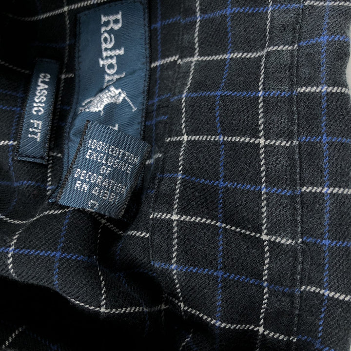 Ralph Lauren Classic Fit Long Sleeve Button Down Check Shirt Men's XL cotton navy blue type Vintage Second Hand