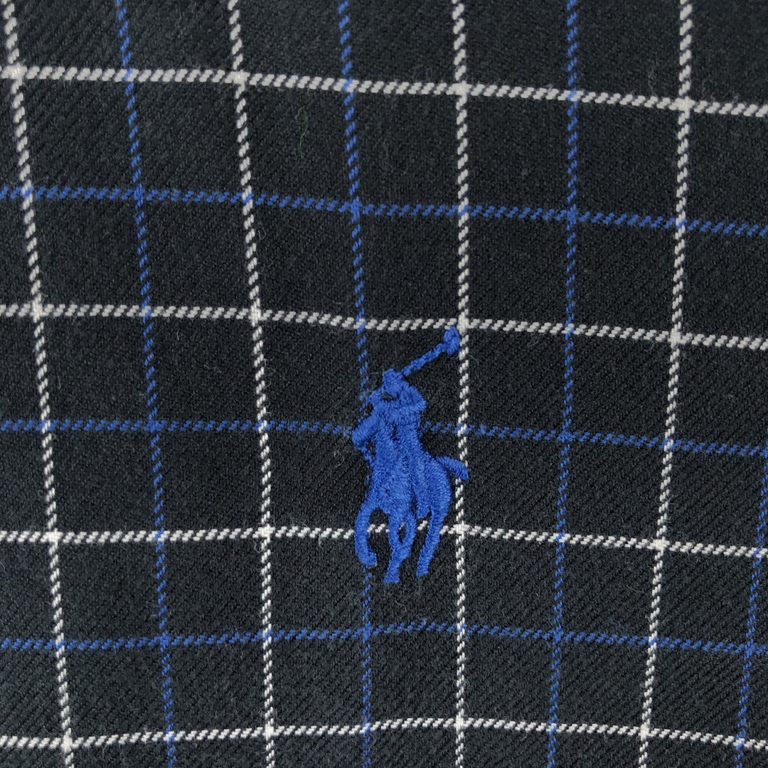 Ralph Lauren Classic Fit Long Sleeve Button Down Check Shirt Men's XL cotton navy blue type Vintage Second Hand