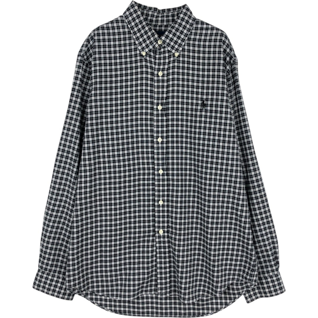 Ralph Lauren long sleeve button down check shirt, men's size L cotton black type Vintage Second Hand