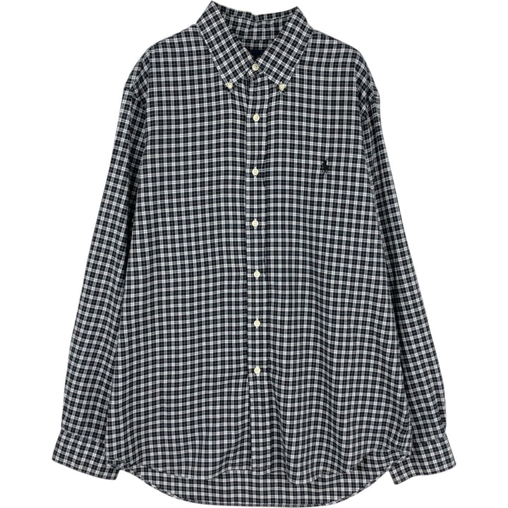Ralph Lauren long sleeve button down check shirt, men's size L cotton black type Vintage Second Hand