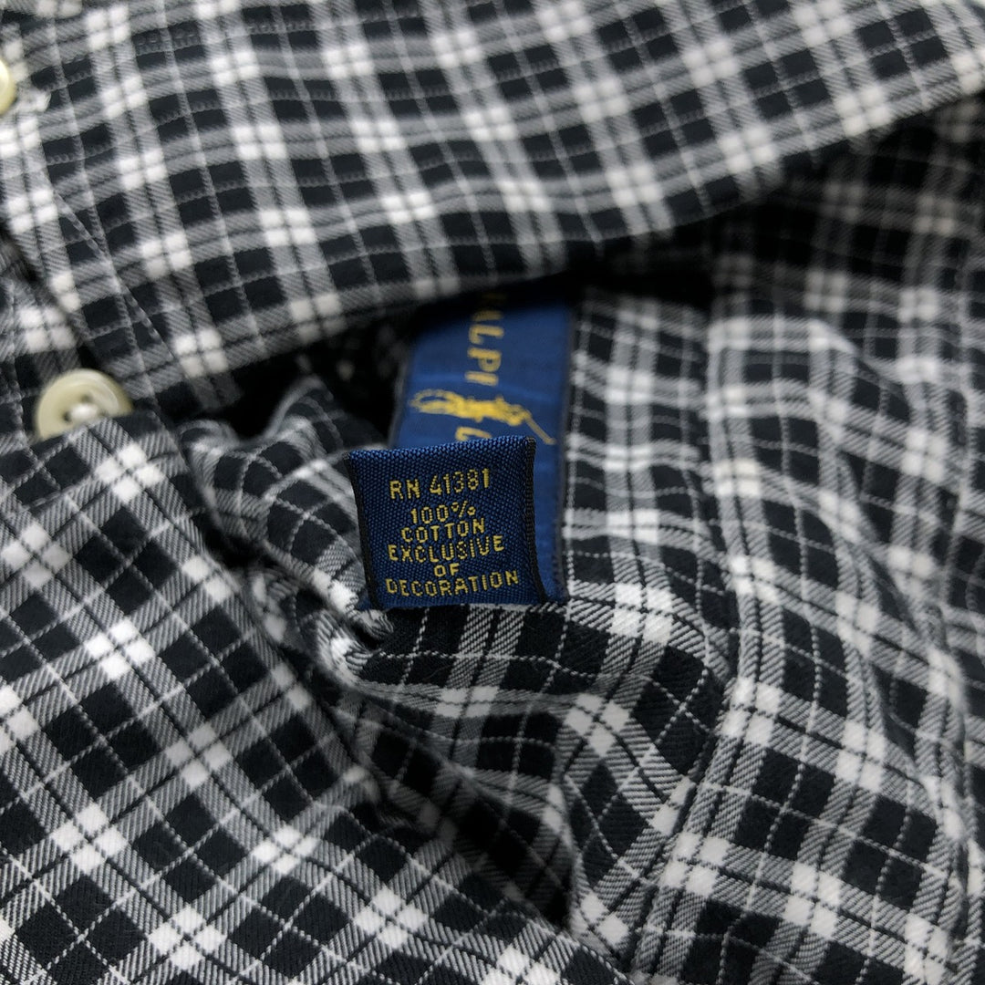 Ralph Lauren long sleeve button down check shirt, men's size L cotton black type Vintage Second Hand