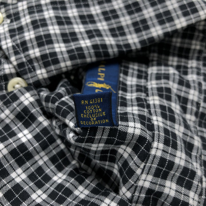 Ralph Lauren long sleeve button down check shirt, men's size L cotton black type Vintage Second Hand