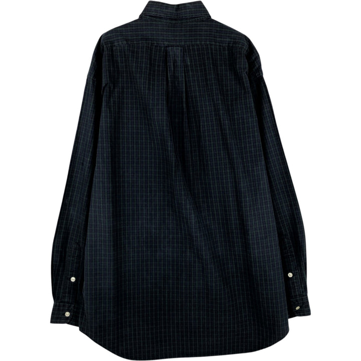 Ralph Lauren BLAKE Blackwatch Check Long Sleeve Button-Down Check Shirt, Men's Size L cotton navy blue type Vintage Second Hand