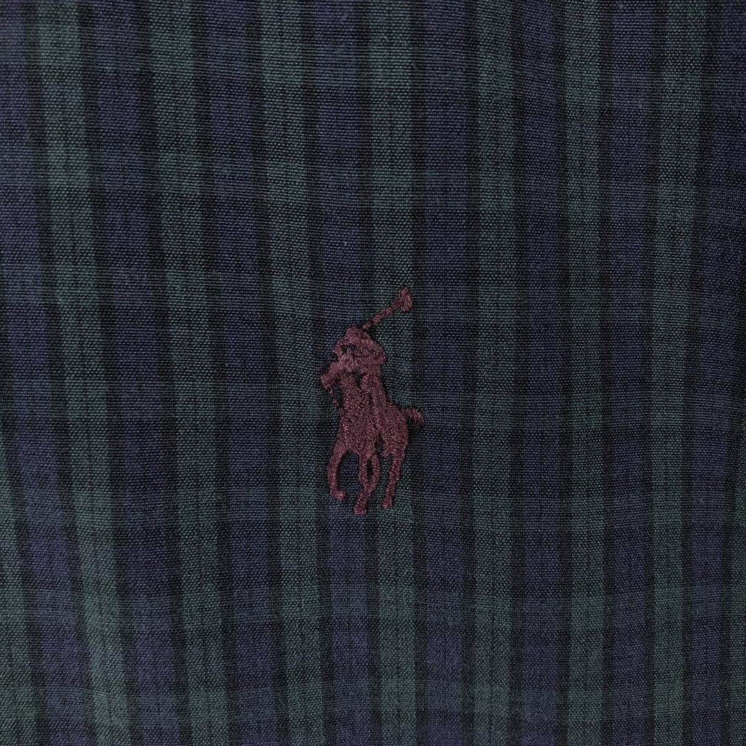 Ralph Lauren BLAKE Blackwatch Check Long Sleeve Button-Down Check Shirt, Men's Size L cotton navy blue type Vintage Second Hand