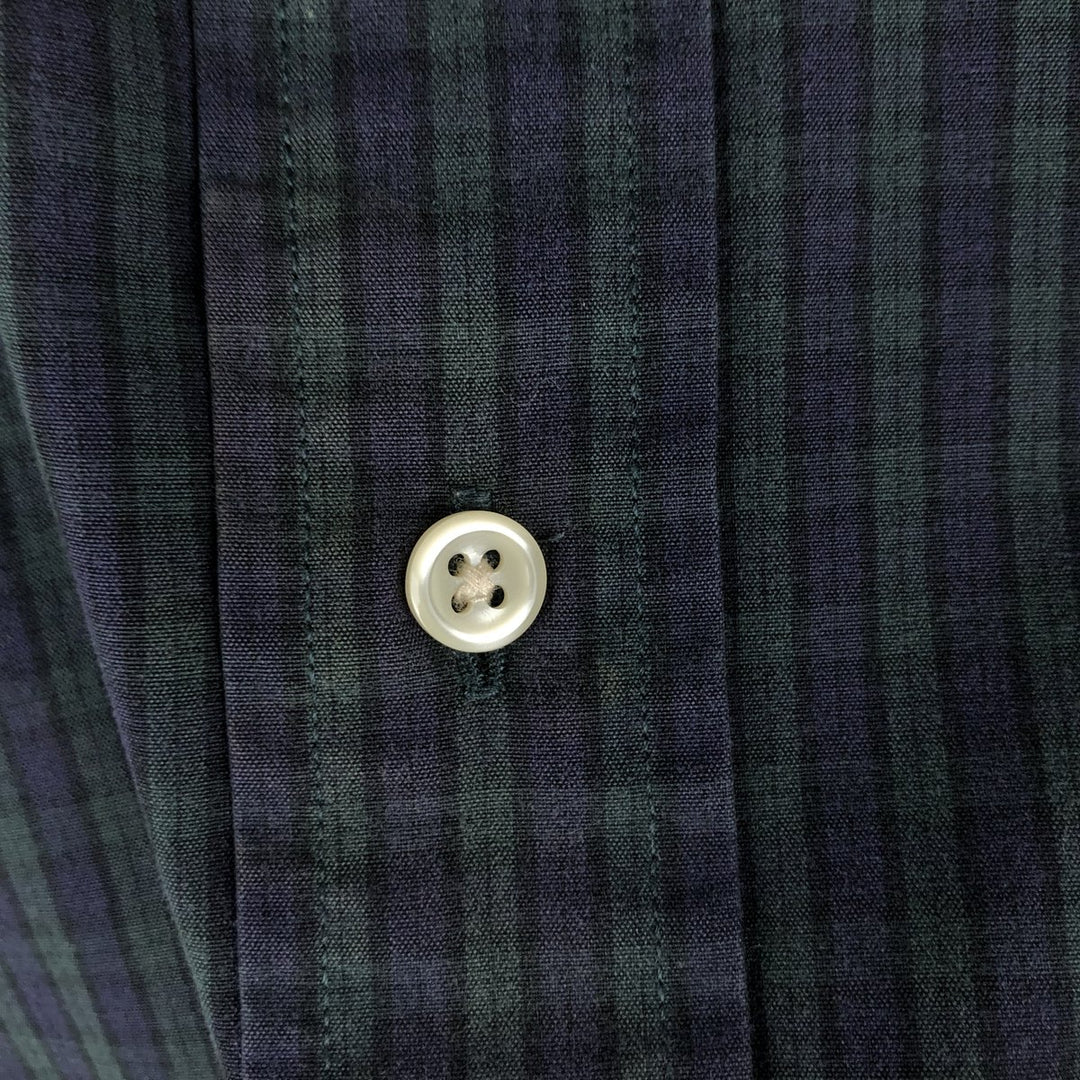 Ralph Lauren BLAKE Blackwatch Check Long Sleeve Button-Down Check Shirt, Men's Size L cotton navy blue type Vintage Second Hand