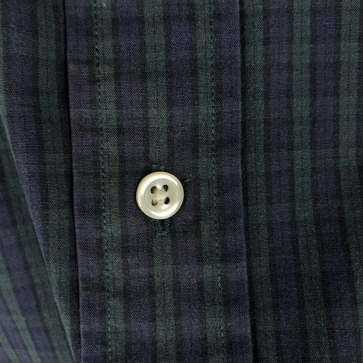Ralph Lauren BLAKE Blackwatch Check Long Sleeve Button-Down Check Shirt, Men's Size L cotton navy blue type Vintage Second Hand
