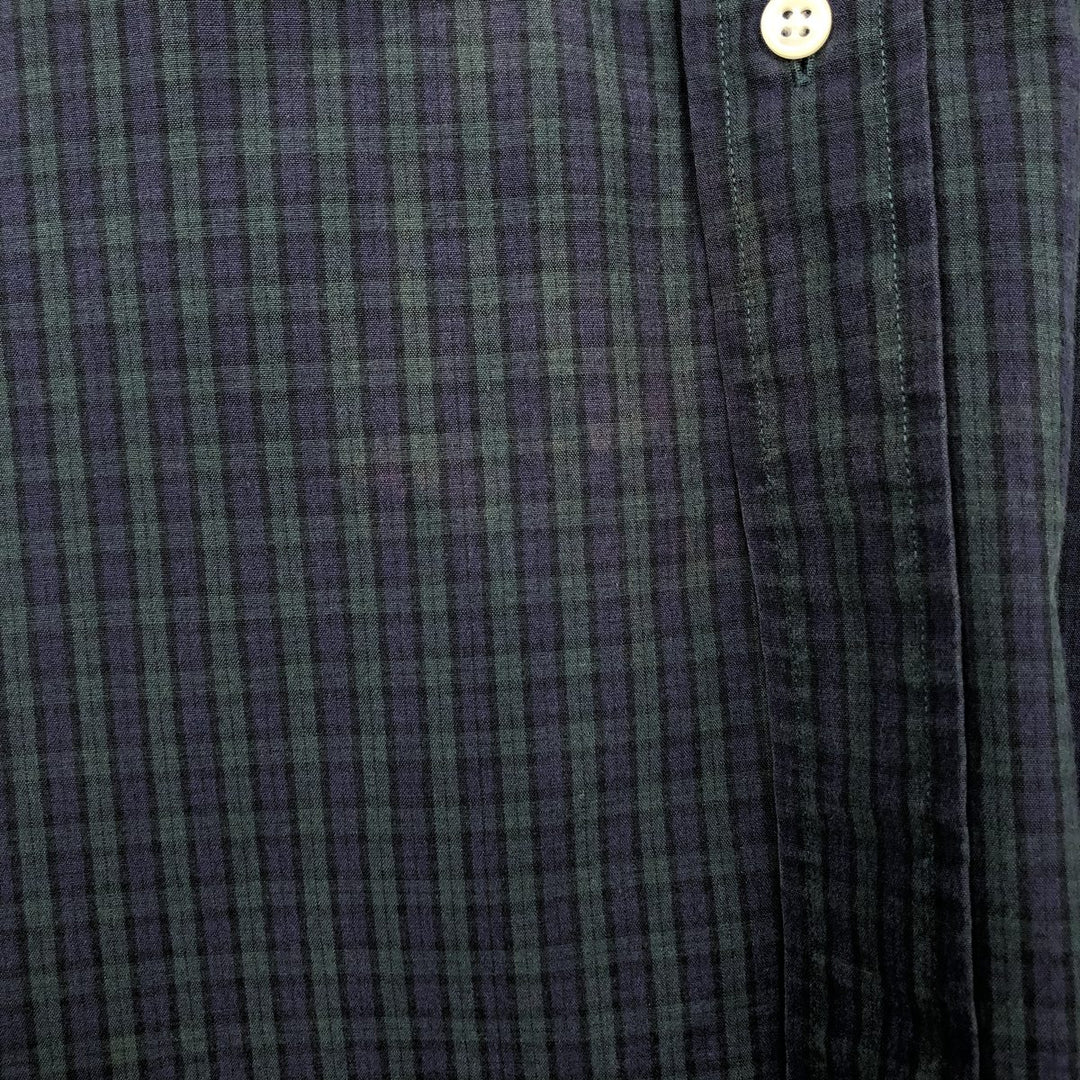 Ralph Lauren BLAKE Blackwatch Check Long Sleeve Button-Down Check Shirt, Men's Size L cotton navy blue type Vintage Second Hand