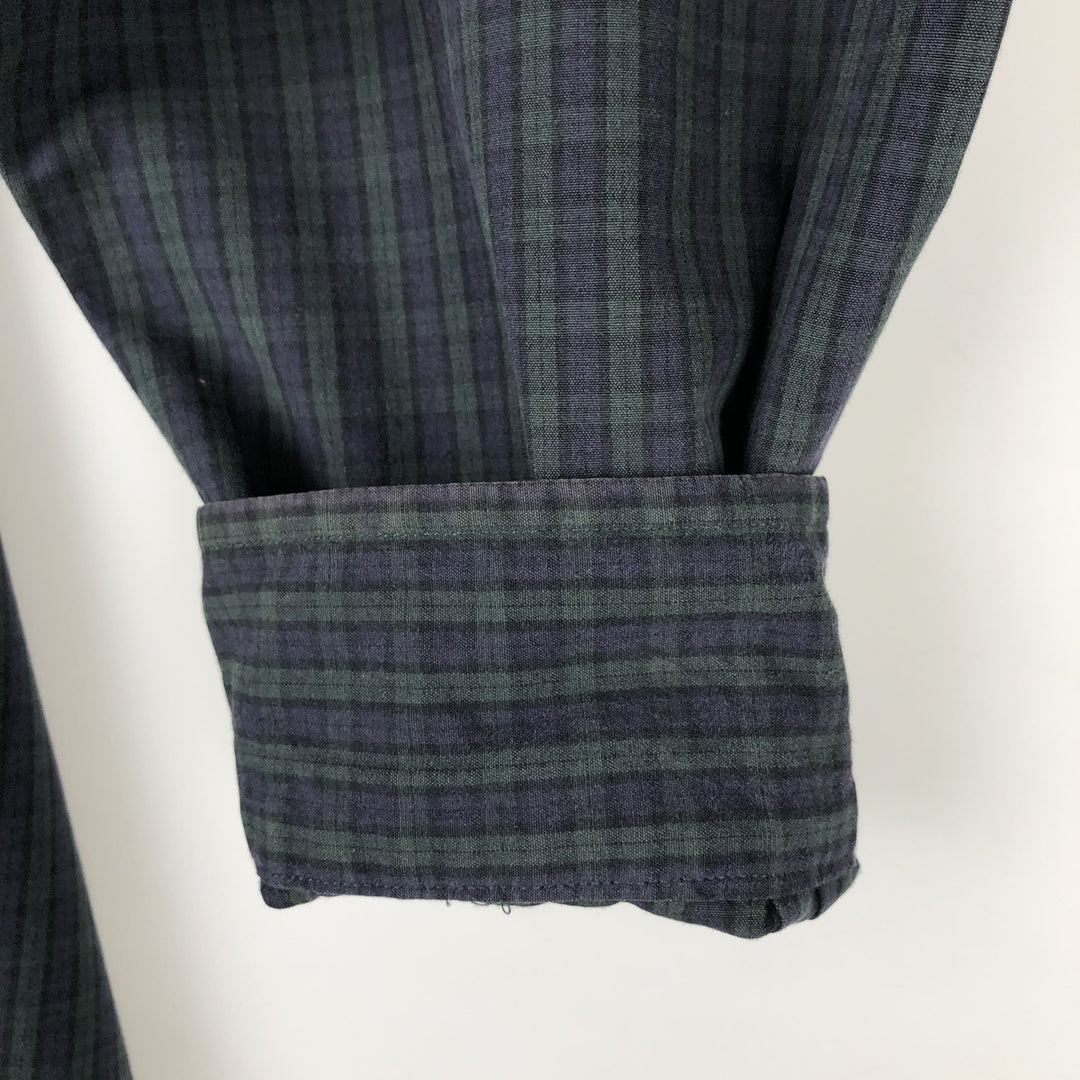 Ralph Lauren BLAKE Blackwatch Check Long Sleeve Button-Down Check Shirt, Men's Size L cotton navy blue type Vintage Second Hand