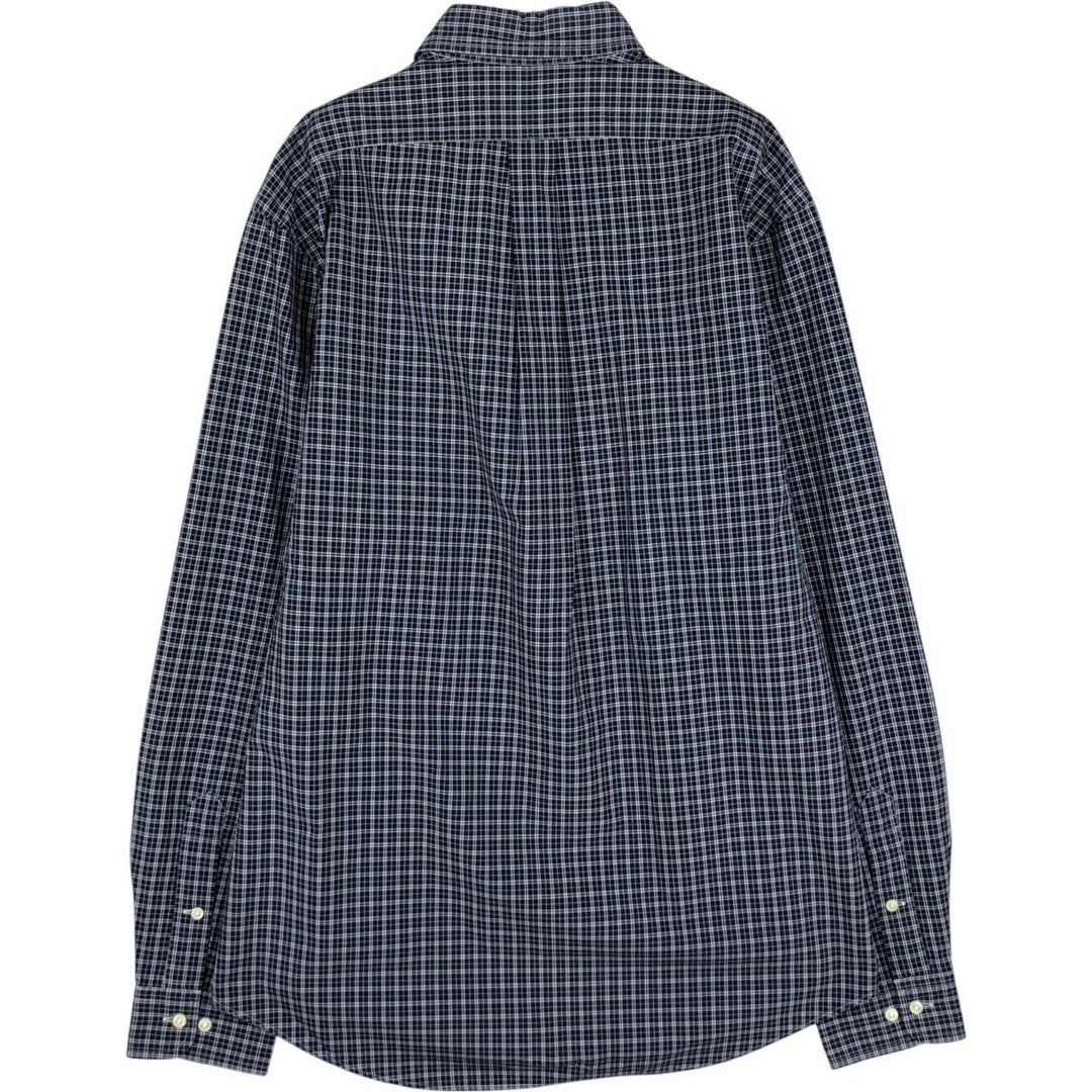Ralph Lauren CUSTOM FIT long sleeve button down check shirt, men's size L cotton black type Vintage Second Hand