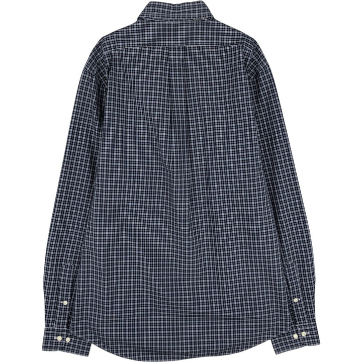 Ralph Lauren CUSTOM FIT long sleeve button down check shirt, men's size L cotton black type Vintage Second Hand