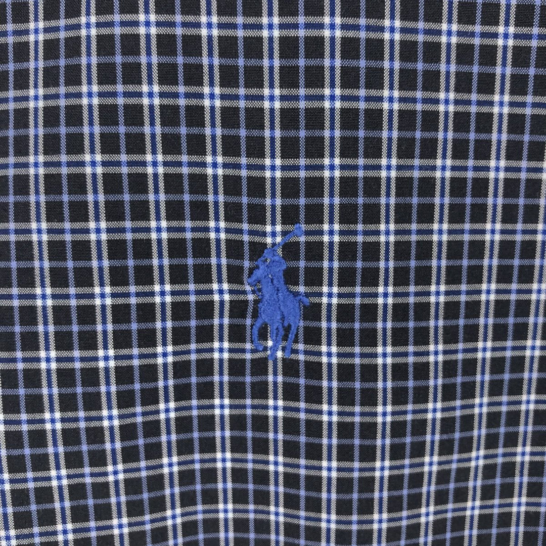 Ralph Lauren CUSTOM FIT long sleeve button down check shirt, men's size L cotton black type Vintage Second Hand