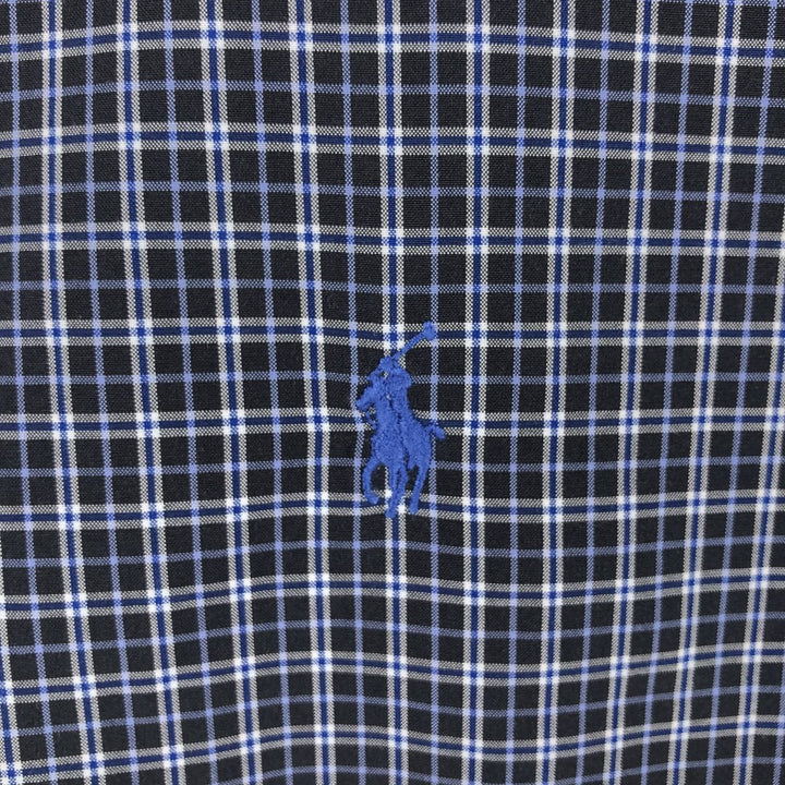 Ralph Lauren CUSTOM FIT long sleeve button down check shirt, men's size L cotton black type Vintage Second Hand