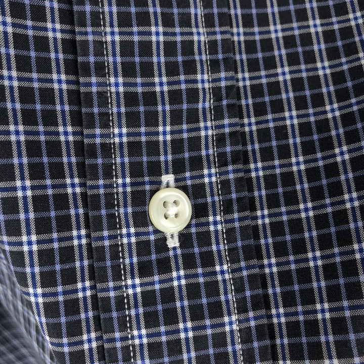 Ralph Lauren CUSTOM FIT long sleeve button down check shirt, men's size L cotton black type Vintage Second Hand