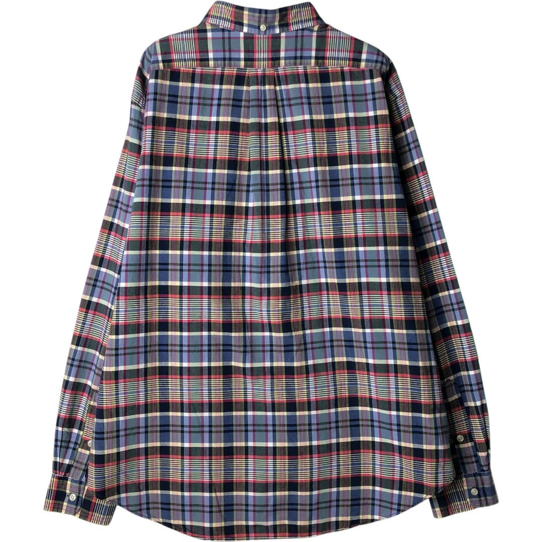 Ralph Lauren Classic Fit Long Sleeve Button Down Check Shirt Men's XL cotton Navy blue Vintage Second Hand